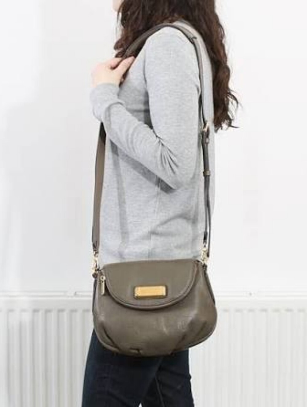Marc By Marc Jacobs Grey Leather Crossbody Saddle Bag .